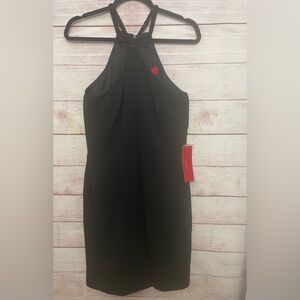 Carmen Marc Valvo Infusion Beaded V Neck Halter Cocktail Dress Black Size 8 NWT
